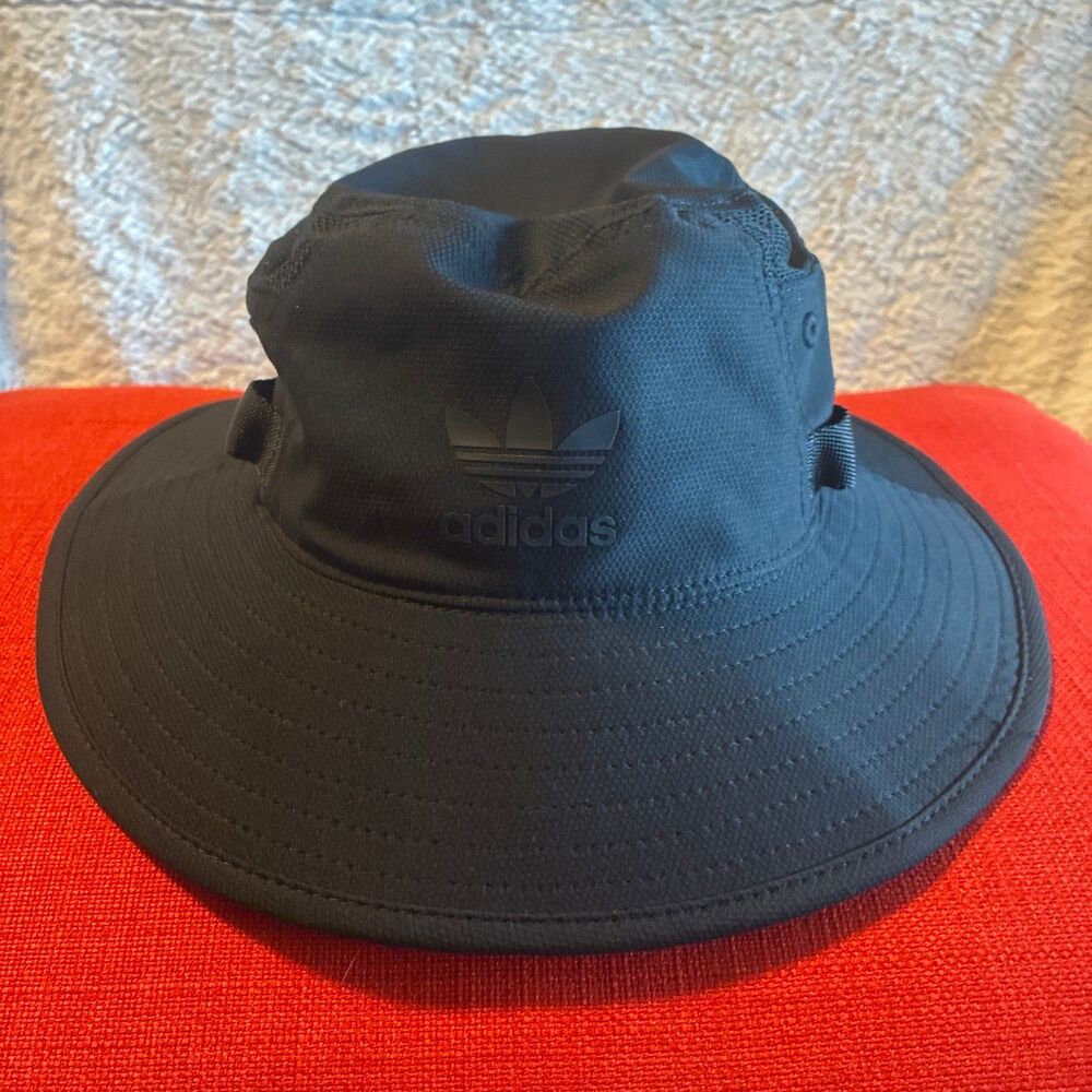 ADIDAS AEROREADY Bucket Sun Boonie Hat Cap Drawstring Black Adult Trefoil